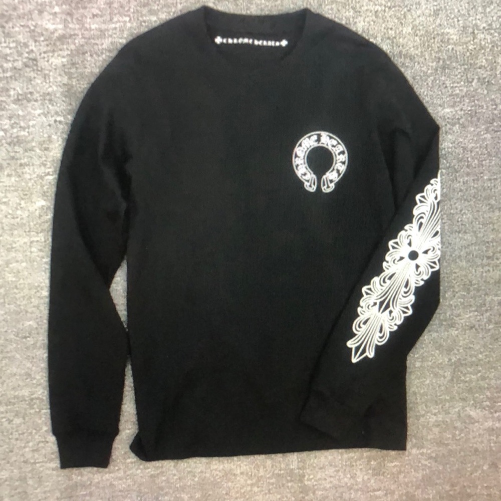 Chrome Hearts Black Long Sleeve With White Graphic